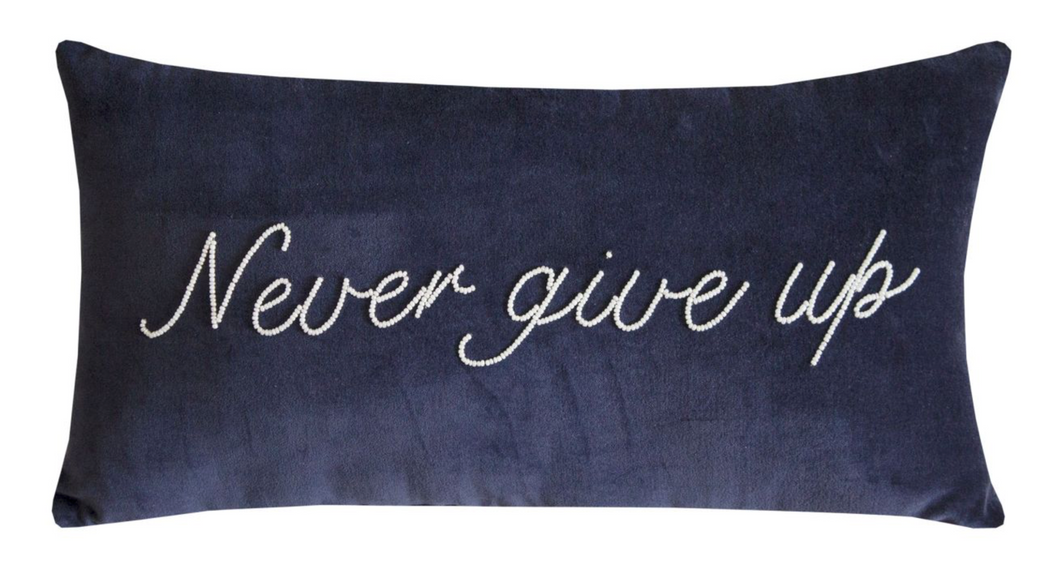 Never Give Up Navy Cushion